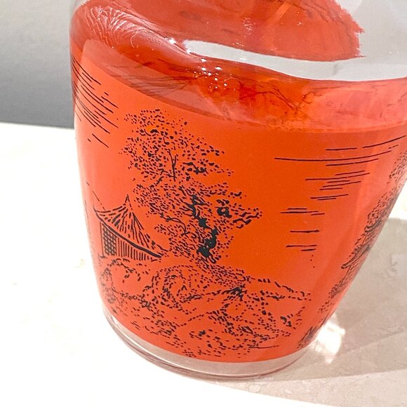 Vintage FRANCE Barware, Japanese Scene Liquor Decanter with Shot Glasses - Picture 3 of 13